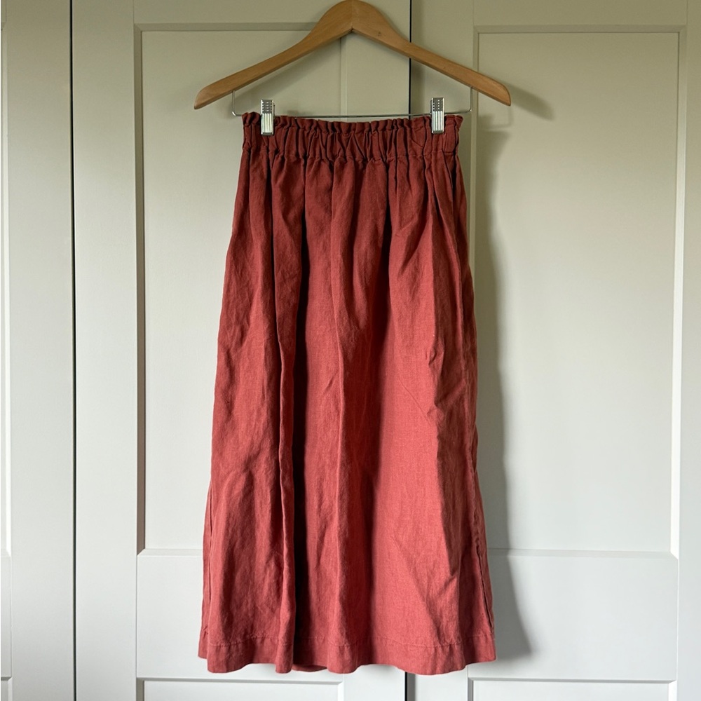 100% linen Terracotta Midi Skirt